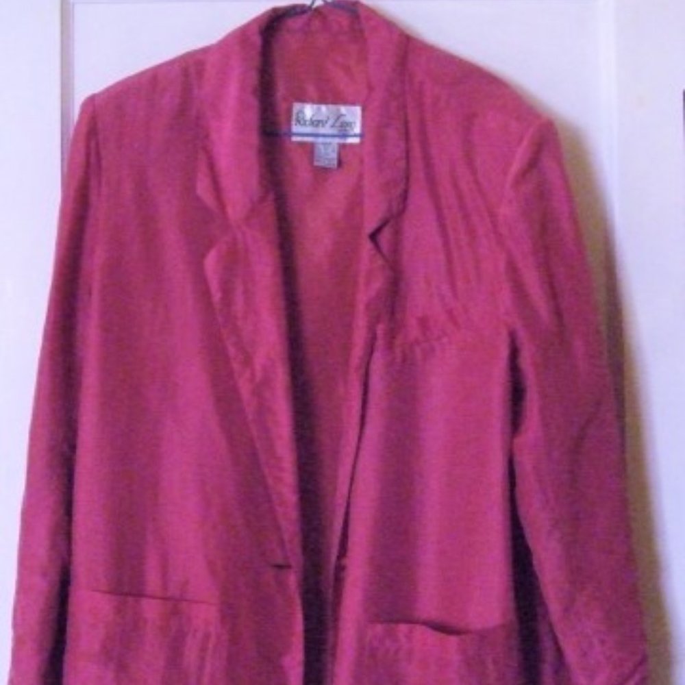100 % Silk Blazer Richard Long Fushia Lined Large